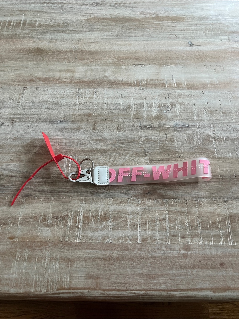 Off-White Pink Logo Rubber Key & Card Holder Strap